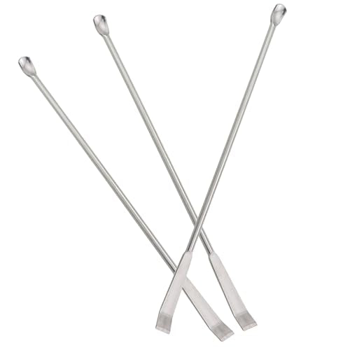 3PCS 150mm/5.9 inch Laboratory Stainless Steel Sampling Reagent Spoon Silver Mixing Scraper Suitable for Home Science School Use