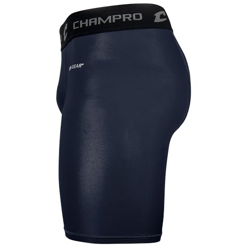 CHAMPRO Men's Polyester/Spandex Lightning Compression Shorts - color: Navy, size: Large