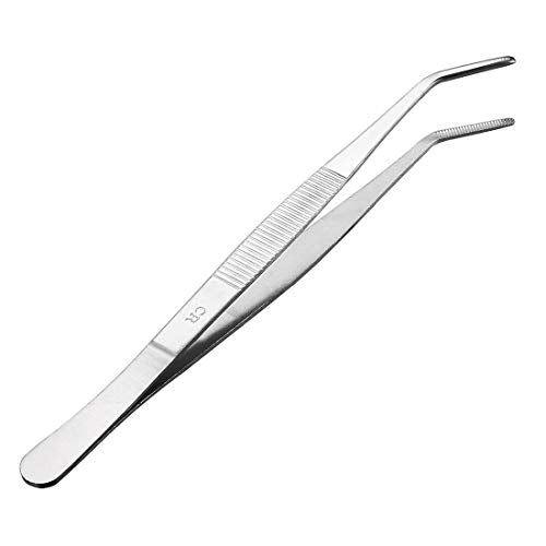 8 Inch Stainless Steel Tweezers with Curved Serrated Tip Multipurpose Forceps for Craft Repairing 2 Pack - size: 8 Inch