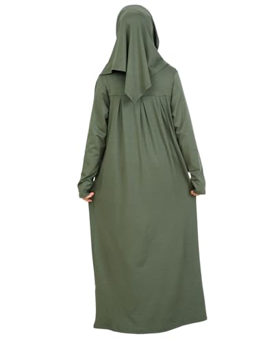Prien Kids Muslim Prayer Dress With Hijab & Pouch, Soft Viscose Abaya For Girls, Islamic Clothes, Robe For Eid, Ramadan - color: Khaki