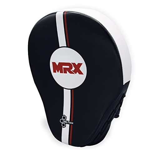 MRX Gel Tech Boxing Hook & Jab Pads MMA Focus Punching Mitts Training Thai Kick Strike Shield Curved Black/White - color: New Black/White