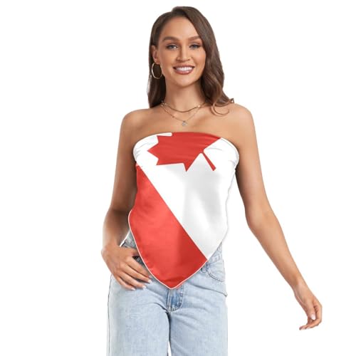Bandana Square Head Scarf for Women Satin Hair Wrap Fashion Headband 27" - color: Flag of Canada