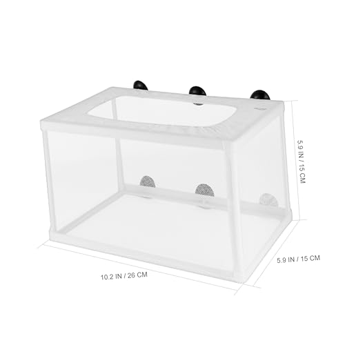 DOITOOL 2pcs Large Fish Net Breeder Box for Aquarium Fry Hatchery Incubator with Suction Cups Durable Mesh for Fish Isolation and Increased Survival Rate
