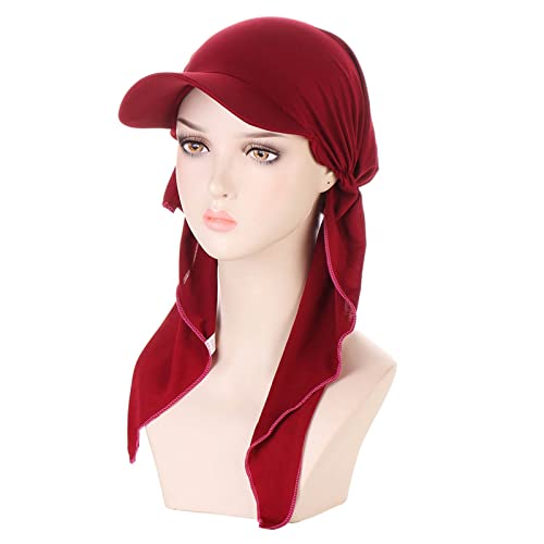 Hijab Scarf for Women Baseball Curved Brim Cap | Soft Breathable Cotton, Lightweight Feel, Adjustable Strap, Curved Brim, Summer Wear, Outdoor Activity, Casual Daily Use - color: 09#_wine