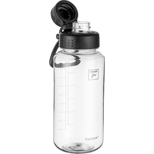 Fanhaw 32 oz Clear BPA-Free Tritan Water Bottle with Fast-Flow Spout Lid, BPA-Free & Leak-Proof Wide-Mouth Reusable Bottle for Gym, School & Office, Back to School Essentials (Clear&Black) - color: Clear&Black