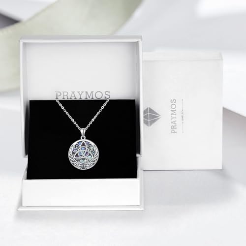 PRAYMOS 925 Sterling Silver Religious Islamic Necklace/Irish Triquetra Celtic Knot Pendant Jewelry Gift for Women - style: 1-Celtic Knot Necklace