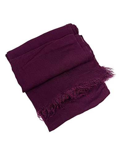 Txameru Hijab Scarf for Women - Muslim Rayon Crinkle With Fringe Edge - color: Wine Berry