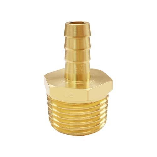 Uenede Brass 1/2" NPT Male to 5/16" Hose Barbed Fittings, 6PCS | Barb Pipe Fittings with Clamps Air Line Repair Connectors for Water Oil Gas - size: 5/16"Barb, style: 1/2"NPT Male