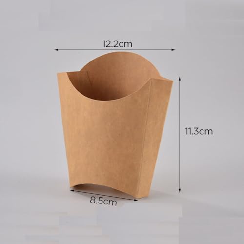 luzen 50Pcs Disposable French Fry Box Holders Kraft Paper Fried Chicken Snack Cups Containers Takeout Charcuterie Cups for Wedding Birthday Home Parties Events Supplies, Brown