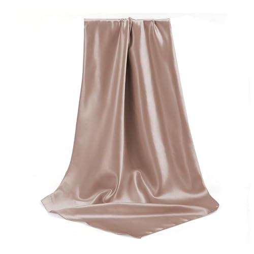 Elegant Satin Jersey Muslim Hijab Scarf Square Soft Head Wrap Scarves Shawl for Women Girls - color: Khaki(90*90cm)