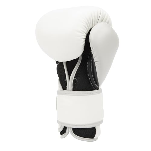 Everlast Powerlock 2 Hook & Loop Boxing Gloves | Fight Training Gloves | Hook and Loop with Durable Hand & Wrist Support | Heavy Bag & Fitness Training - color: White / Gray, size: 12 oz