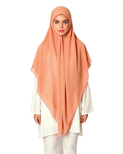 Lina & Lily Premium Chiffon Hijab Head Scarf Shawl Wrap for Muslim Women Square 58'' x 58'' - color: Salmon