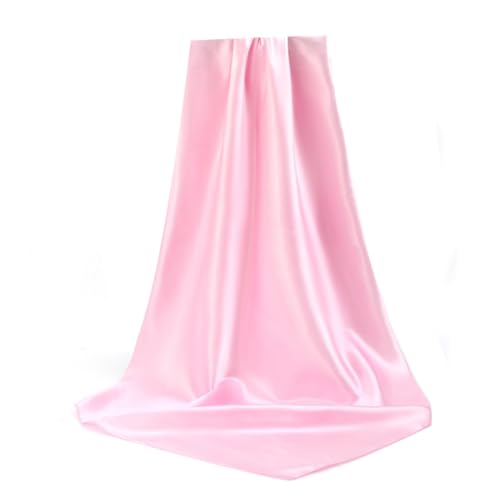 Elegant Satin Jersey Muslim Hijab Scarf Square Soft Head Wrap Scarves Shawl for Women Girls - color: Light Pink(90*90cm)
