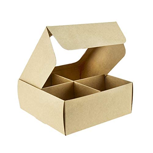 Treat Boxes - 24 ct 6 x 6 x 2.4 in Bakery Boxes with Windows and Dividers for Candy, Cookies, Cupcakes, or Bakery Desserts - Chocolate, Treats, and Baked Goods Packaging for Gifting - color: Kraft
