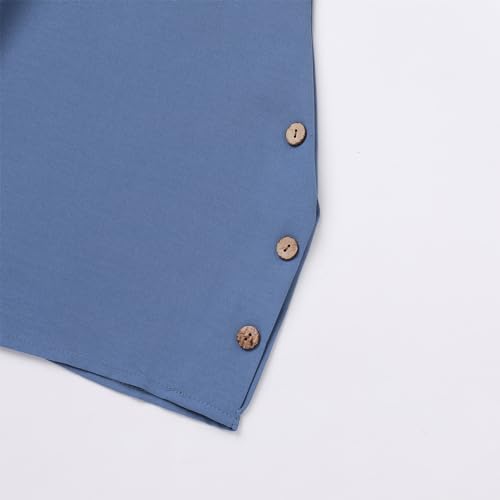 IDOPIP Women's Muslim Abaya Dress 2 Pieces Set Long Sleeve Button Down Shirt and Pants Casual Arabic Islamic Dubai Outfits - color: Blue, size: 3X-Large
