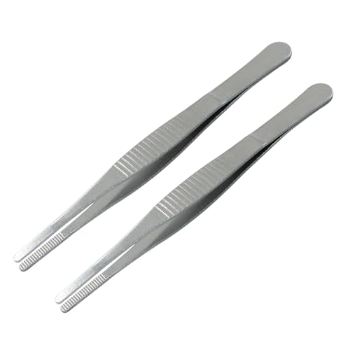 5 Inch Stainless Steel Forceps, 2 Pcs, Straight | Metal Tweezers, Kitchen, Crafts, Plants - size: 5 Inch