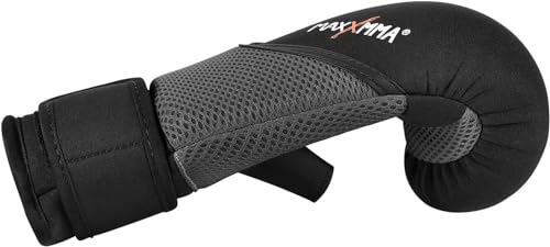 MaxxMMA Neoprene Washable Heavy Bag Gloves - Boxing Punching Training - color: Black, size: Small-Medium