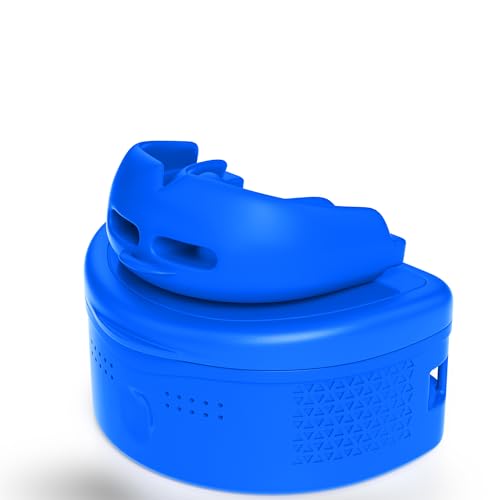 Mouth Guard Sports Youth Adult,Mouth Guard for Braces Soft,No Boiling - color: Dark Blue/Strapped