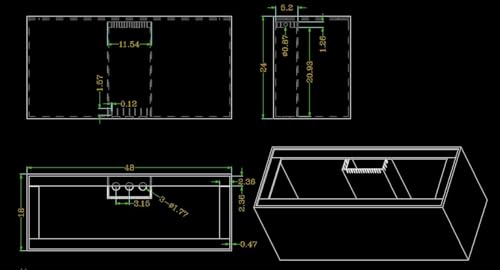 90 Gallon Long Starfire Aquariums with Center Overflow 48x18x24 H 12mm Starfire/Low Iron Glass - size: 90L Gal 48x18x24"