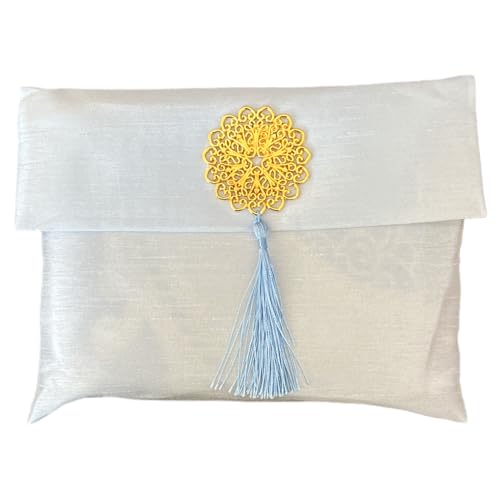 Muslim Prayer Rug and Beads with Elegant Slub Fabric Bag | Janamaz | Sajadah | Soft Islamic Prayer Rug | Islamic & Mawlid Gifts | Prayer Carpet Mat, Taffeta Fabric (Blue, 1 Sets) - color: Blue, size: 1 Sets