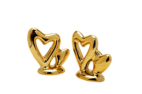 Gold Small Animal Statue Heart Statue Decor Modern Style Ceramic Gold Heart Animal Figurines Statues for Home Decor Accents Living Room Office Table Bookshelf Desk Bedroom Decorative Objects - size: Heart to Heart
