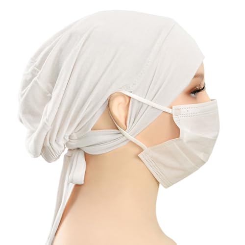 Hijab Undercaps Slouchy Beanies Cap Soft Hijab Caps Under Scarf for Women Muslim Jersey Inner Beain-Cap - color: Black+white