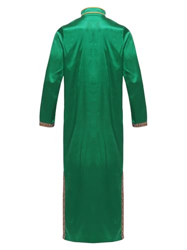 Jhaoyu Men Abaya Dress Kaftan Thobe Muslim Gown Maxi-muslim Shirt Dubai Robes Prayer Robe - color: Dark Green, size: Medium