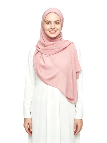 Lina & Lily Sparkle Shimmer Gold Glitter Women's Chiffon Hijab Head Scarf Shawl Wrap Lightweight - color: Blush Pink