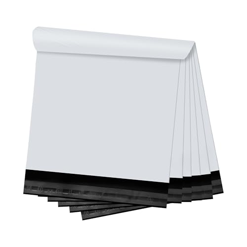 White Poly Mailers 9x12 in, Mailing Envelopes, 100 Pcs | Shipping envelopes for clothing and mailing bags for packing shirts, fabric accessories, and apparel. - size: 9" x 12" 100pcs