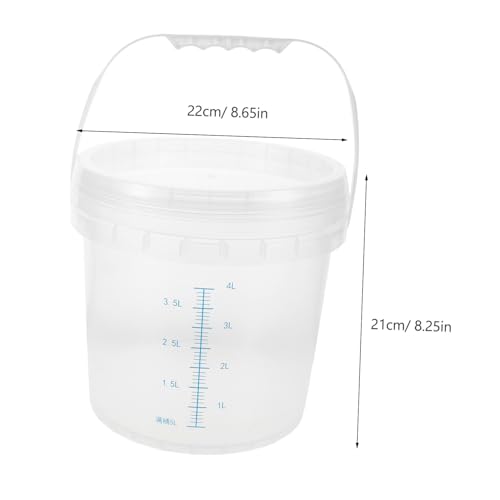 Clear Plastic Bucket with Lid: 5l Thickened Measuring Pail for Accurate Liquid Measurement - Handheld Bucket for Kitchen and Laboratory