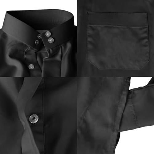 HOMELEX Men's Muslim Clothes Thobe Middle East Kaftan Saudi Arab Caftans Islamic Abaya Dress Dubai Robes - color: Black-2, size: Small