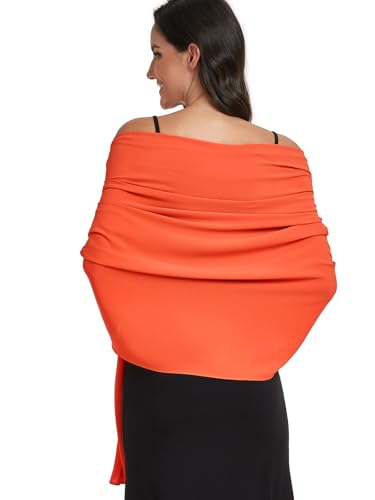 Chiffon Shawl and Wraps for Women Warm Scarves Wedding Evening Bridal Scarfs Pashmina Shawls - color: Orange