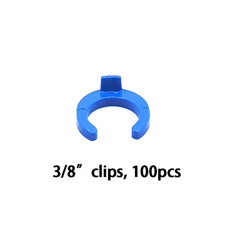 3/8" O.D. Tube Fitting Blue Locking Clip Clamps for RO Reverse Osmosis Water Filtration Systems or Other Quick Connect Fitting Replacement Parts Accessory,pack of 100. - size: 3/8" clip 100pcs