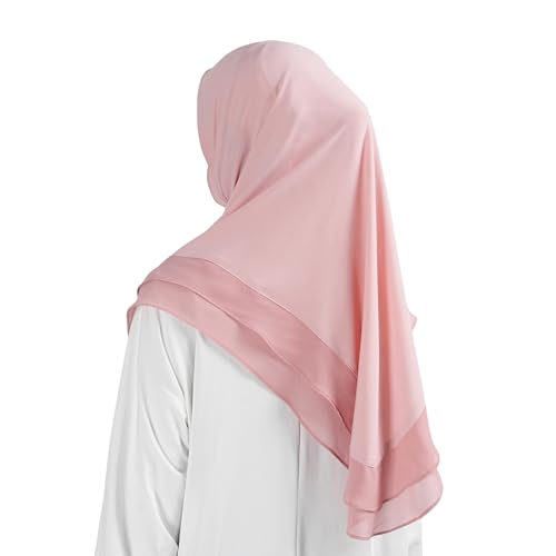 Hijab for Women Muslim Patterned Headscarf Arabian Headscarf Islamic Khimar Prayer Cloth Hijab Scarf for Women - color: Pink