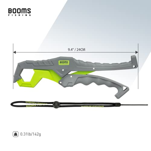 Booms Fishing G05 Lip Gripper Saltwater, 9.4" Plastic Catfish Grippers Pliers, Grabber Tool With Lanyard, Grips for Kayak Fishing Accessories, Great Holder for Caught Fish - color: Green