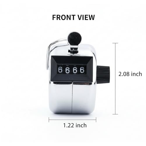 4 Pack Digital Tally Counter, Metal Handheld Clicker in Silvery and Black, Manual Counter for Knitting, Crochet, People Counting