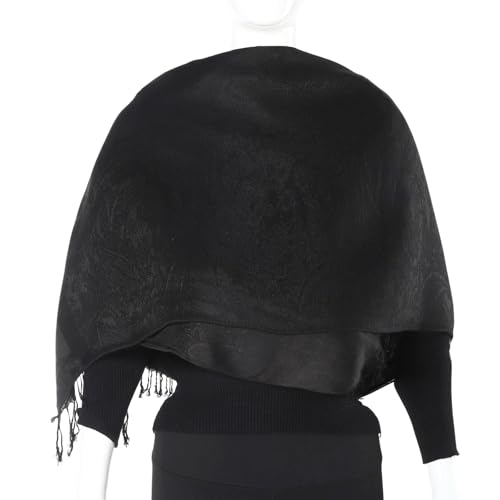 TUSHUSTY Pashmina Feel Rave Scarf Shawl Wrap for Women Men - color: Black Gray