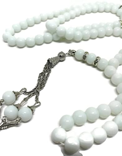 Muslim Tasbih 99 Bead AMN-325 Islam Car Mirror Hanging Ornament Prayer Rosary Misbaha Colorful Design Islamic Religion Eid Ramadan Gift (White) - color: White