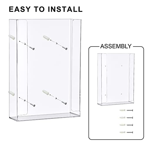 Acrylic Glove Box Holder, Wall-Mounted Glove Dispenser, Floating Glove Box Organizer, Large Size (for 3 Boxes), 10.5" W x 15.0" H x 3.5" D (Mounting Hardware Included) - size: Large (for 3 Boxes)
