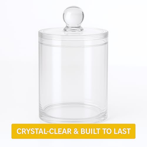 Acrylic Qtip Holder Bathroom Set, Bathroom Containers with Lids, Clear Plastic Apothecary Jars, Q Tip Holder Bathroom Set, Cotton Swab Holder, Cotton Ball Holder (Pack of 4) - size: Pack of 4