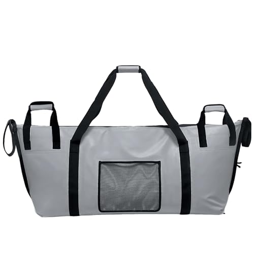 Buffalo Gear Insulated Fish Cooler - 27.5QT 58QT Waterproof Flat Bottom Bag, Leakproof and Fishing Kill Bag - color: Gray-85QT