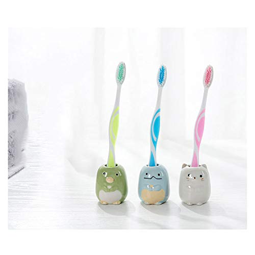 Tegg Mini Toothbrush Holder 4PCS Cute Animal Ceramic Mini Tooth Brush Holder Stand Bathroom Multipurpose Storage Organizer Cotton Swabs Holder