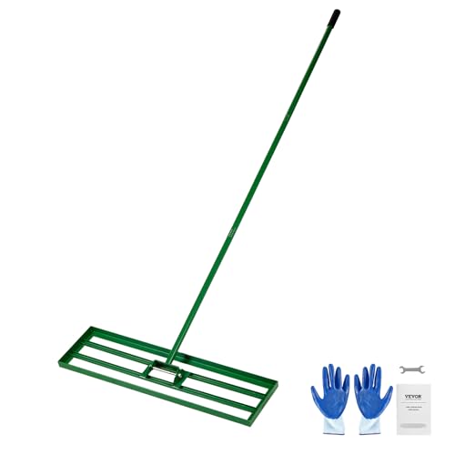 VEVOR Lawn Leveling Rake, 36"x10" Level Lawn Tool, Heavy-Duty Lawn Leveler with 78" Steel Extended Handle, Yard Leveling Rake Suit for Garden, Golf Lawn, Farm - size: 36x10in