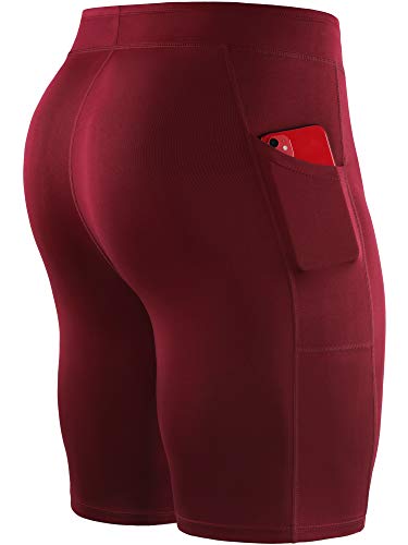 NELEUS Men's 3 Pack Running Compression Shorts with Pockets - color: 6072 Black/Blue/Red,3 Pack, size: Large