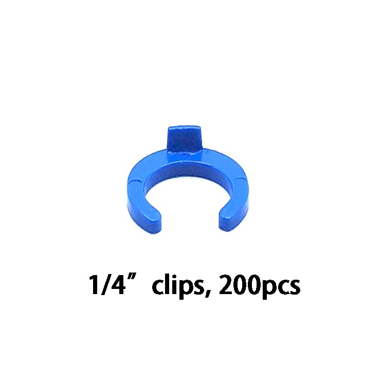 1/4" O.D. Tube Fitting Blue Locking Clip Clamps for RO Reverse Osmosis Water Filtration Systems or Other Quick Connect Fitting Replacement Parts Accessory,pack of 200. - size: 1/4" clips 200pcs