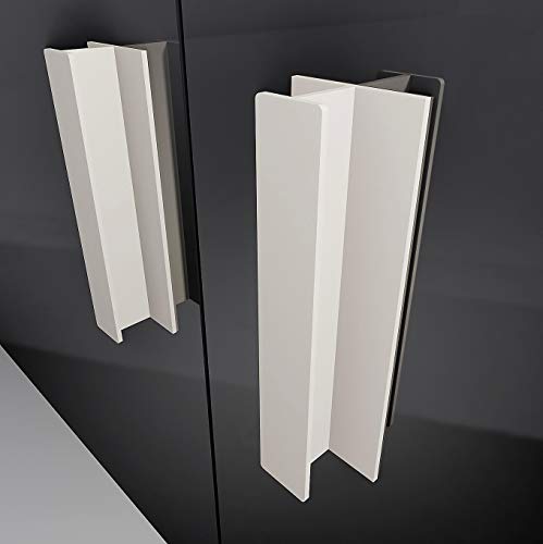 HRX Self-Adhesive Edge Fingerpull Door Handle - Easy to Install Screwless Peel and Stick on Glass, Wood, Metal, Plastic - Sliding Doors Knob for Kitchen Fronts, Drawers & Dressers Panels - 2 Pack - color: White