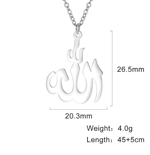 UNIFT Islamic Muslim Allah Layered Necklaces For Women Stainless Steel Charm Water Drop Heart Shape Allah Pendant Double Layer Necklace Islamic Jewelry - color: silver 2