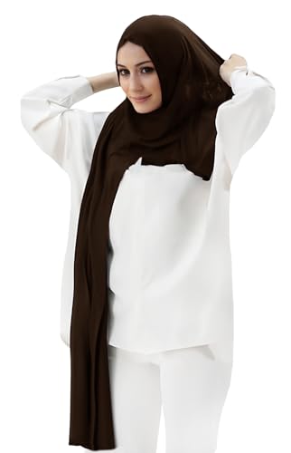 Lina & Lily Pre-sewn Instant Slip-on Modal Jersey Hijab Head Scarf Wrap for Muslim Women - color: Dark Brown