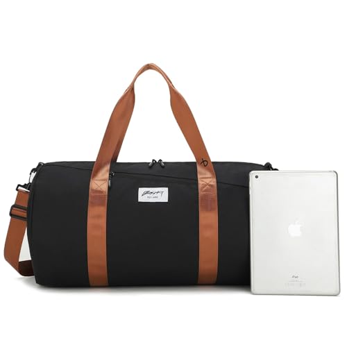 BESMART Gym Bags for Men with Side Pocket,38L Large Sports Gym Duffle Bag | Adjustable Strap&Shoe Compartment, Waterproof, Spacious, Wet Pocket, Durable Duffel Bag for Gym,Travel, Fitness,Black/Brown - color: Black-brown with TPU pocket