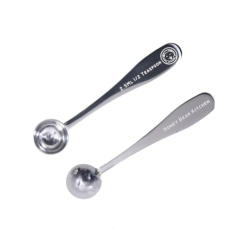 2.5 ml 1/2 Teaspoon Measuring Scoop Spoons, Polished Stainless Steel, Set of 2 - color: Polished Stainless Steel, size: 2.5 ml Half Teaspoon